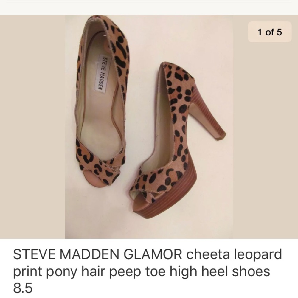 MADDEN GLAMOR calf hair leopard open toe shoes 8.5